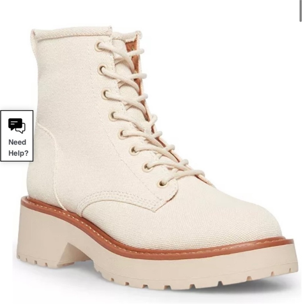 Madden Girl Cream Lace-Up Boots